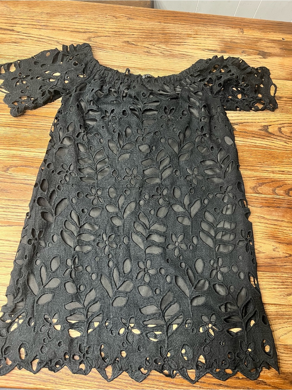 Black Eyelet Off-Shoulder Women’s Dress